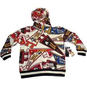 Disney Macys Varsity Pennant Pullover Hoodie Mickey Donald Retro Child Unisex XS